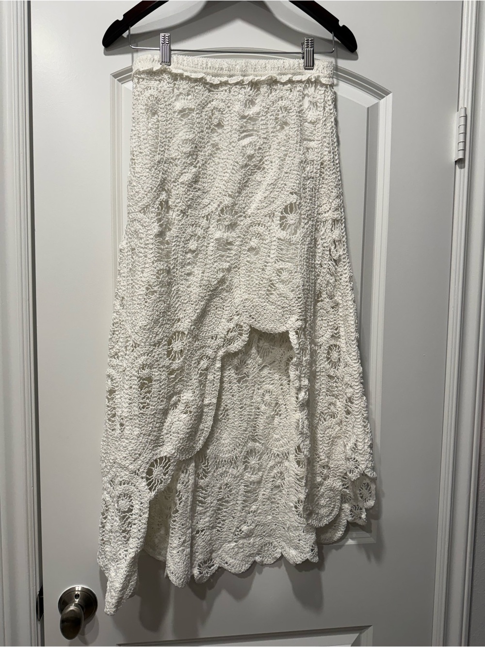 POL White Crochet Lace High-Low Maxi Skirt NWOT One Size Boho - Picture 3 of 3